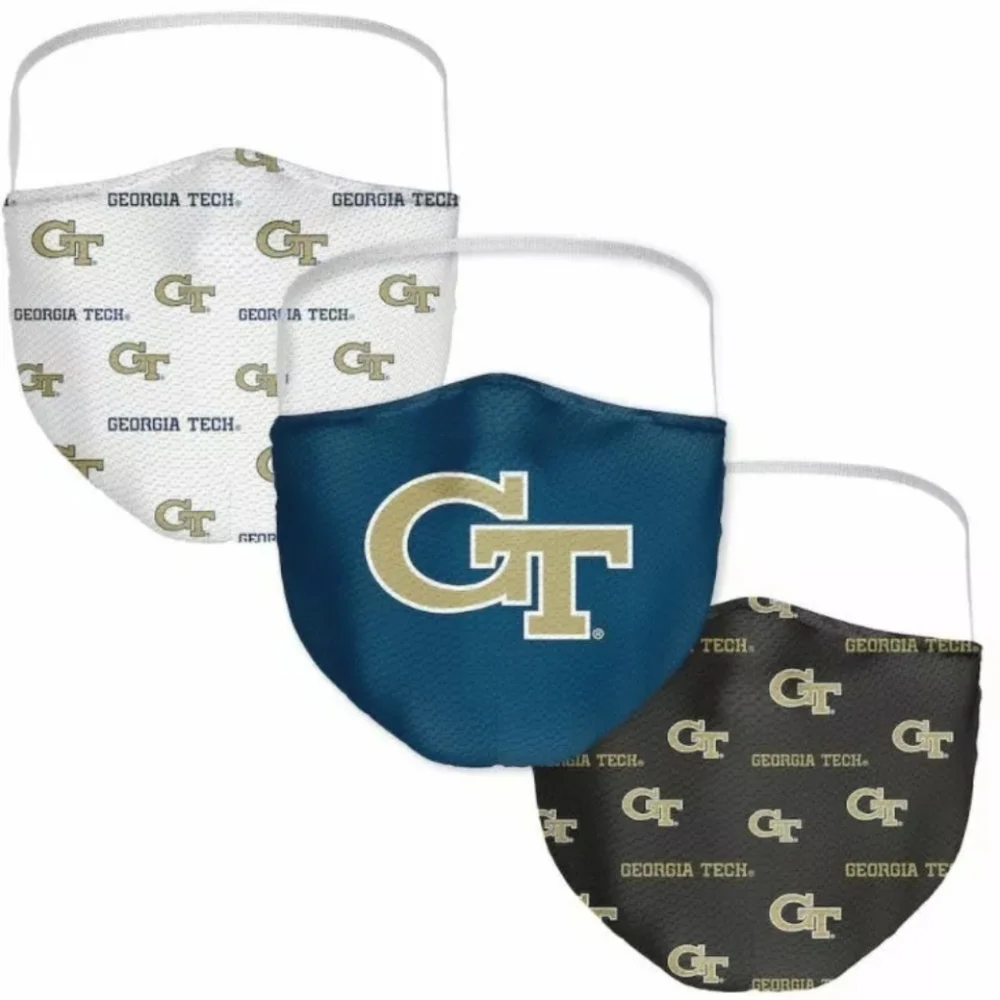 Georgia Tech Yellow Jackets NCAA Face Mask 3 Pack Adult Size Logo Fanatics